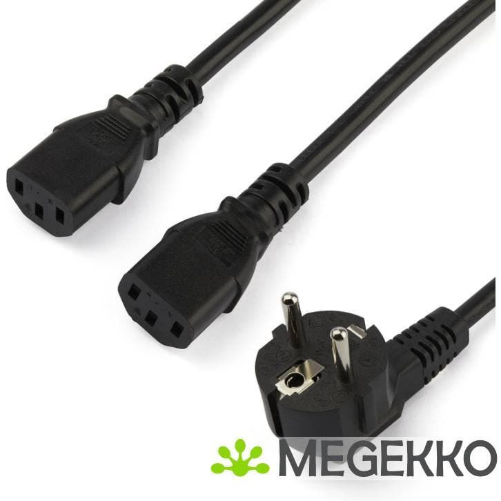 StarTech.com C13 voedingskabel Schuko CEE7 naar 2x C13 2 m, Computers en Software, Overige Computers en Software, Nieuw, Verzenden