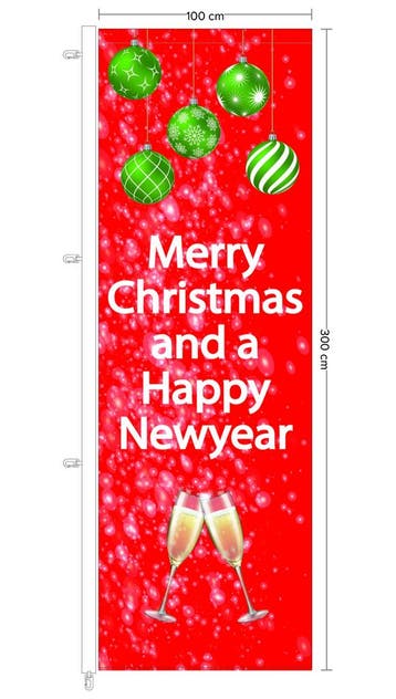 Banier Merry Christmas 100x300cm ontwerp 1 (rood met, Diversen, Nieuw