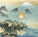 Aiana Roz - Charizard on Mount Fuji - Fine Art Print,, Nieuw