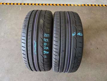 225/45/17 91W DUNLOP ZOMERBANDEN 7,1MM PROFIEL 2X, Ophalen, Gebruikt, 17 inch, Band(en)