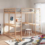 vidaXL Hoogslaper met bureau en ladder massief grenenhout, Bruin, Verzenden, 200 cm, 160 cm