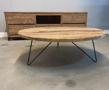 Robuuste salontafel rond 100 cm, Ophalen of Verzenden, Nieuw, Rond, Teakhout