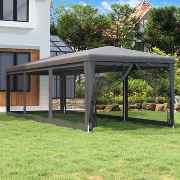 vidaXL Partytent met 8 mesh zijwanden 3x9 m HDPE, Verzenden, Nieuw, Partytent