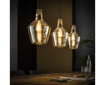 Hanglamp Amber 3 lampen kegel - Oud zilver, Ophalen of Verzenden, Nieuw