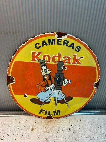 Kodak Cameras & Film – Emaille Reclamebord – Disney Goofy -, Nieuw