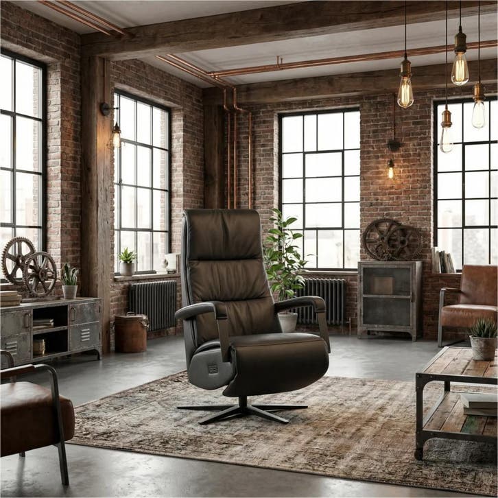 Leren elektrisch relaxfauteuil Core - Toledo Nero (zwart) -, Huis en Inrichting, Fauteuils, 50 tot 75 cm, 75 tot 100 cm, Nieuw