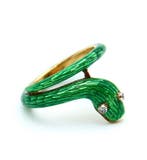 Ring - 18 karaat Geel goud, emaille Diamant (Natuurlijk) -, Sieraden, Tassen en Uiterlijk, Ringen, Nieuw