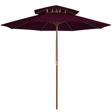 vidaXL Parasol dubbeldekker met houten paal 270 cm, Verzenden, Nieuw, Minder dan 1 meter