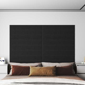 vidaXL Wandhoofdbord 12 pcs Zwart 90 x 15 cm Stof, Verzenden, Nieuw, Zwart, Stof