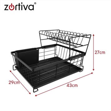 Zortiva Vaatdroger 2 niveaus 43 cm zwart met bestekbak, l..., Ophalen of Verzenden, Nieuw