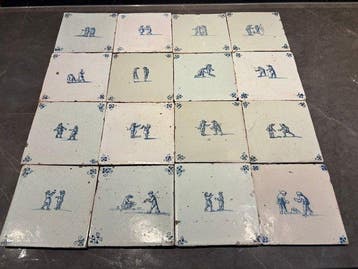 Antiek Tegel (16) - tegels Delft - Antiek - 1650-1700 -