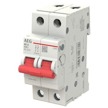 AEG hoofdschakelaar 2-P 40A ESD2040, Doe-het-zelf en Verbouw, Elektra en Kabels, Ophalen of Verzenden, Nieuw