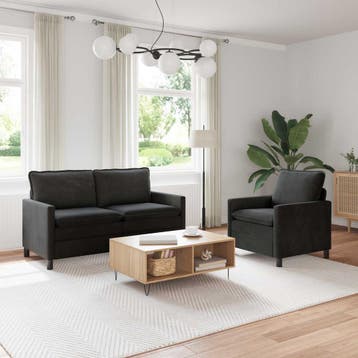 vidaXL Bankstel 2 st Zwart Fluweel, Huis en Inrichting, Banken | Bankstellen, Verzenden, Nieuw, Stof, Minder dan 150 cm