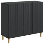 vidaXL Dressoir Zwart 89 x 34,5 x 80 cm Bewerkt hout, Verzenden, Nieuw, Overige houtsoorten, Minder dan 50 cm