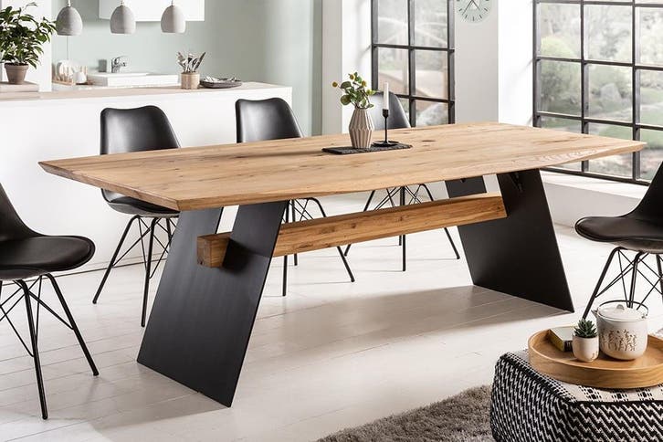 Design eettafel GRAND OAK 200cm naturel massief eikenhout -, Huis en Inrichting, Tafels | Eettafels, Ophalen of Verzenden