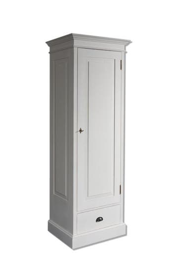 Smalle kledingkast 1-deurs – hout – wit –  maatwerk mogelijk, Nieuw, Grenenhout, Landelijk, klassiek, Scandinavisch, robuust, Met lade(s)
