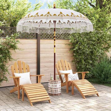 vidaXL Balinese parasol met basis Crèmekleurig Ø 210-220 cm, Verzenden, Nieuw