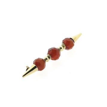 Vintage gouden broche met carneool, Gebruikt, Ophalen of Verzenden, Met edelsteen, Goud