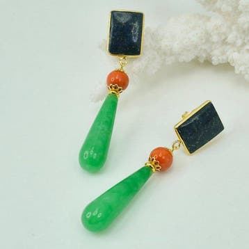 Zilver, Verguld Oorbellen - lapis lazuli