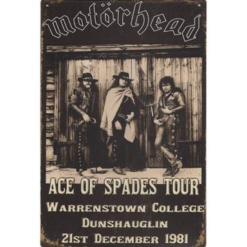 Concert Bord - Motorhead Ace Of Spades Tour 1981, Ophalen of Verzenden, Nieuw, Poster, Artwork of Schilderij