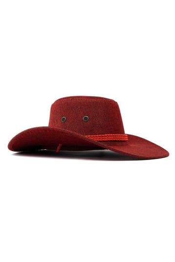 KIMU® Cowboyhoed Rood Flax Lichtgewicht Rode Linnen Cowboy W, Ophalen of Verzenden, Nieuw, Carnaval