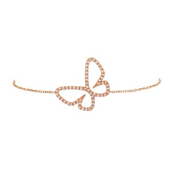 Rosegouden armband vlinder met diamant 17 cm 18 karaat, Verzenden, Zo goed als nieuw, Goud