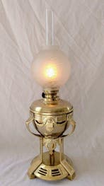 Petroleumlamp - Art Deco-olielamp - Pate de verre - Kristal, Antiek en Kunst