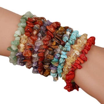 10-delige set armbanden van natuurlijke stenen Cabochon- 140, Verzamelen, Mineralen en Fossielen