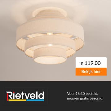 Rietveld-Plafondlampen-Beige-Stof, Verzenden, Nieuw