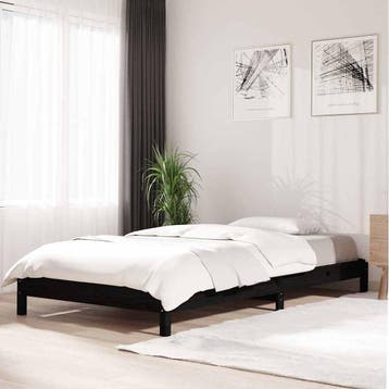 vidaXL Bed stapelbaar 80x200 cm massief grenenhout zwart, Eenpersoons, Verzenden, Zwart, Nieuw