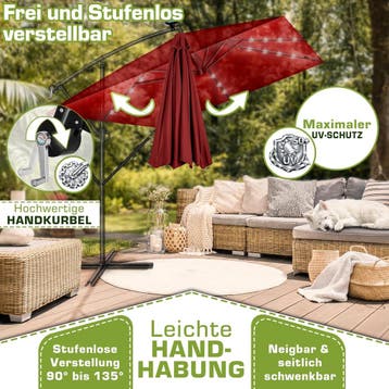Zweefparasol - Tuinparasol - Parasol 330 cm - Met voet - Met, Verzenden, Zo goed als nieuw