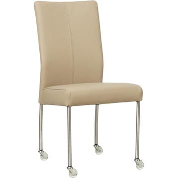 Set van 6 Leren eetkamerstoelen Comfort met wieltjes -, Huis en Inrichting, Stoelen, Ophalen of Verzenden, Nieuw, Leer