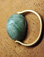 Oud-Egyptische stijl scarabee-agaatring. - Zilver - Egypte -