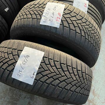 2 x Bridgestone Blizzak LM-005 215-55-18 Winterbanden 6mm, 18 inch, Band(en), Personenwagen, Gebruikt