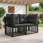 vidaXL Buiten loveseat 2 pcs Zwart en Donkergrijs poly, Tuin en Terras, Tuinsets en Loungesets, Verzenden, Nieuw, Rotan, 2 zitplaatsen