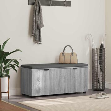 vidaXL Halbank met kussen met plank Grijze Sonoma 100 x 38 x, Verzenden, Nieuw