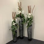 Complete sets van 3 vazen met kunstplant in een stenen vaas, Huis en Inrichting, Ophalen of Verzenden