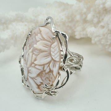 Zilver - Ring - Handgesneden camee