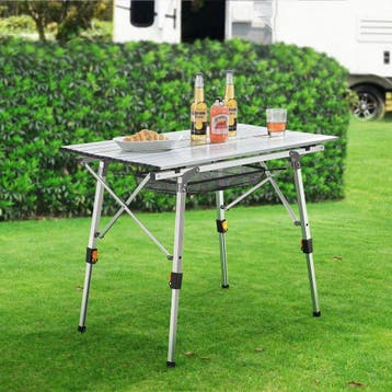 Vouwbare en inklapbare Campingtafel Picco - Aluminium - 90 x, Caravans en Kamperen, Verzenden, Nieuw