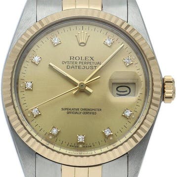 Rolex - Datejust mens watch 10P diamond antique - 16013(R), Nieuw