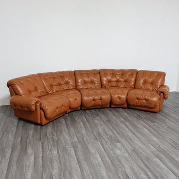 Sofa - Leder - Vintage modulaire hoekbank