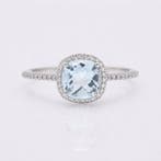 Zonder minimumprijs - Ring Platina - 1.42ct. tw. Aquamarijn, Sieraden, Tassen en Uiterlijk, Ringen, Nieuw