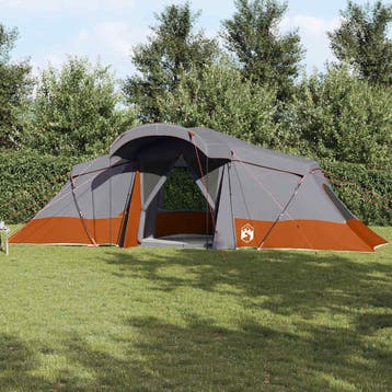 vidaXL Gezinstent 6-persoons Grijs en Oranje Polyester en, Verzenden, Nieuw, Tot en met 2