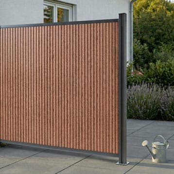 WPC schutting Grassano uitbreidingsset met paal 185x175 cm b, Verzenden, Nieuw