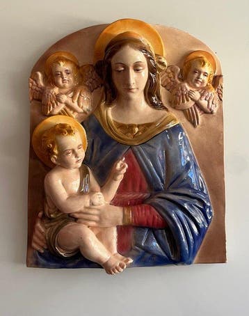 sculptuur, Madonna con Bambino - 37 cm - Terracotta,
