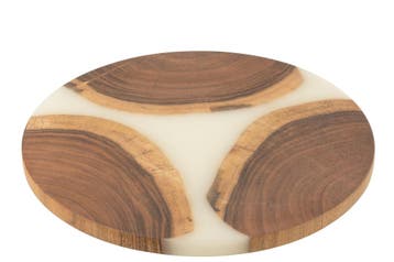 Snijplank Rond Acacia Hout/Hars Naturel/Wit, Verzenden, Nieuw