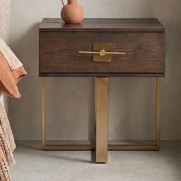 *WOONWINKEL* Kare Design Osaka Nachtkastje Hout Met Messing, Verzenden, Nieuw