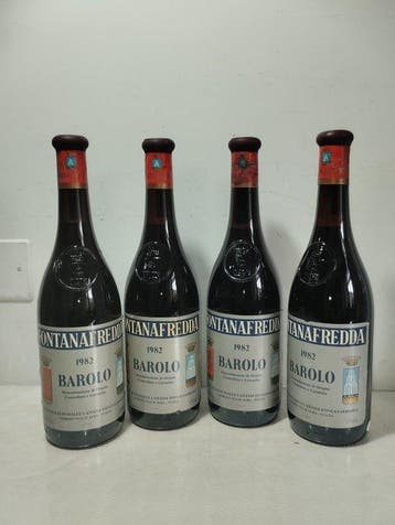 1982 Fontanafredda - Barolo - 4 Flessen (0.75 liter), Nieuw