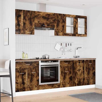 vidaXL Keuken Eenheid Lyon 8 st Gerookt eiken Bewerkt hout, Verzenden, Nieuw, Bruin