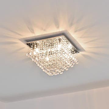 Plafondlamp Veli Prisma 28x38x38 met kristallen chroom 4xG9, Huis en Inrichting, Lampen | Plafondlampen, Verzenden, Nieuw